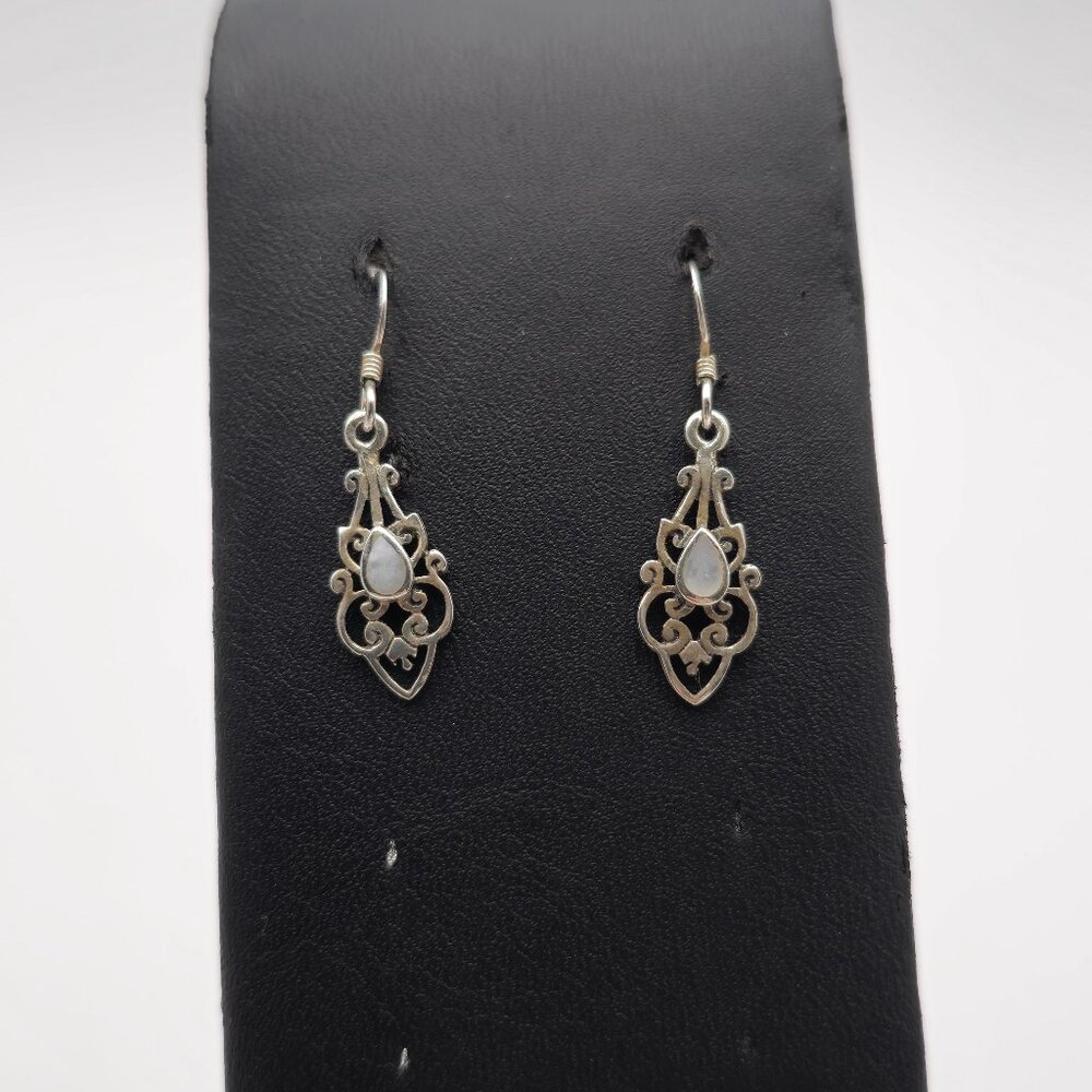 Sterling Silver Fancy Teardrop Shell Rustic Earri… - image 1